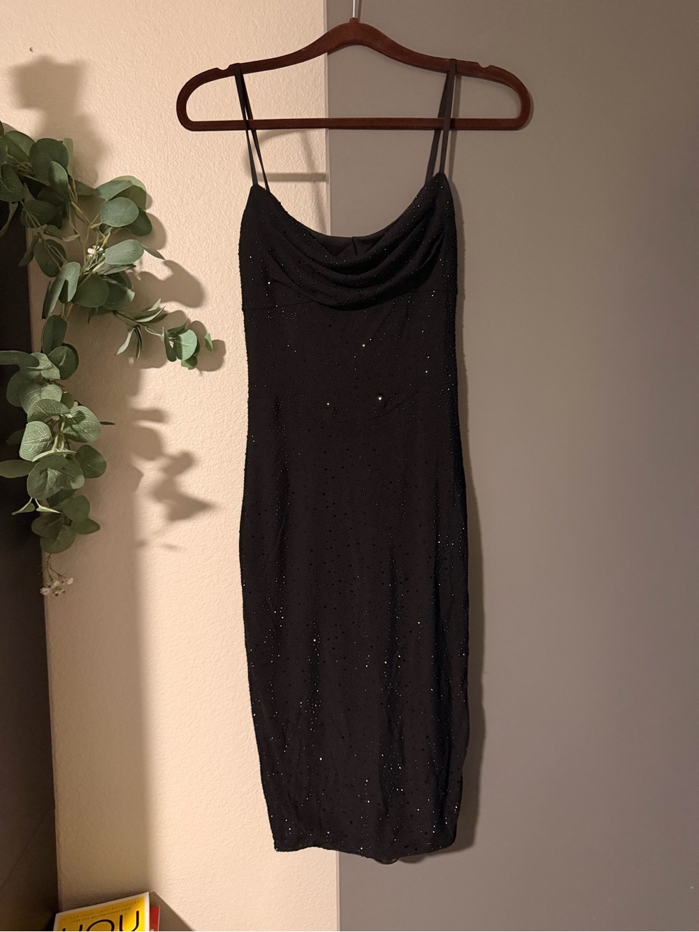 Oh Polly Black Embellished Cowl Neck Slip Dress